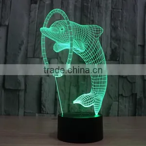 3D Illusion Led Night Light 7colors Dolphin Lamp Table Novelty Products Christmas Lights With Touch Button Children Night Light thumbnail-1