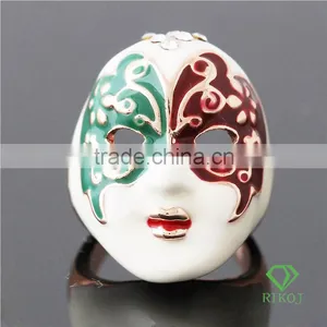 Opera Face Mask Jewelry Crystal Gold Plating Color Rings thumbnail-1