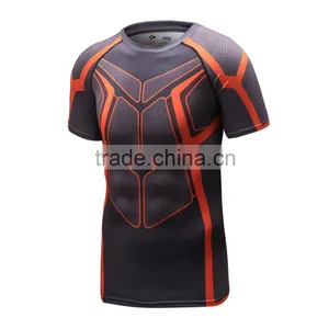 2016 New Design Online Wholesale Shop Gym Fintess Sport Printing T Shirts Fast Drying Fitness GYM Base Layer Tops thumbnail-3