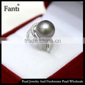 Nature Pearl Price Natural Round Ring Real 925 Silver Ring thumbnail-1