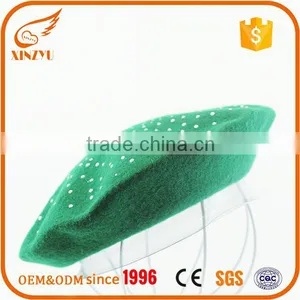 100% Wool French Beret Hat Applique Wholesale Cool Army Cap thumbnail-1