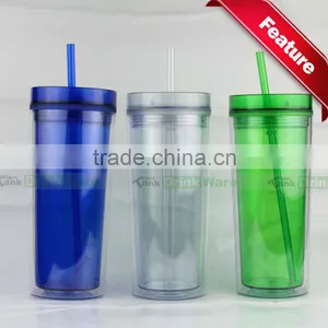 Promotional Insulated Acrylic Tumbler With Straw Quality Choice thumbnail-1