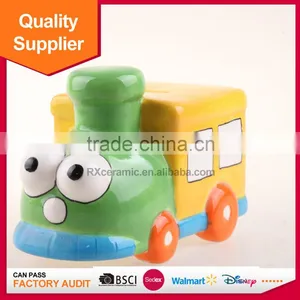 Hot Selling Train Shape Piggy Bank Ceramic Coin Bank With Handle thumbnail-1