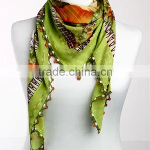 Turkish Scarf Square Cotton Oya Yazma Handmade Cowl With Lace Edge Shawl Pasmina Yemeni Weil NWOT thumbnail-1