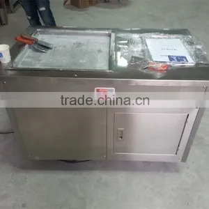 Round Pan Fried Ice Cream Making Machine With 6 Pre-cooling Topping Tanks thumbnail-2