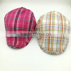 Custom Design Fashion Magenta Check Ivy Cap Manufacturing thumbnail-4