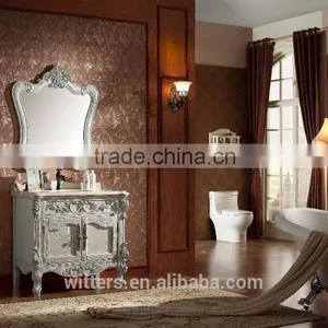 White Color Solid Wooden Bathroom Basin Mirrored Cabinets WTS1612 thumbnail-4