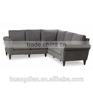 Foshan China Furniture Modern Grey Color Fabric Wooden Corner Sofa for Living Room thumbnail-1