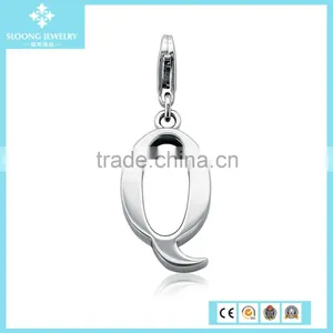 Q Alphabet Pendant Design Letter Q Charm in Sterling Silver thumbnail-1