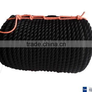 3 Plait Black Color Polypropylene Mooring Rope thumbnail-1
