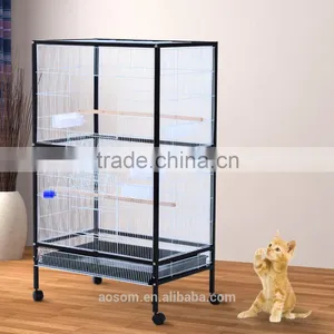 Pawhut 54"H Black/White Bird Flight Cage Stand thumbnail-1