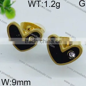 Fashion Colorful Heart Shape Gold Plated Earrings Attachable thumbnail-5