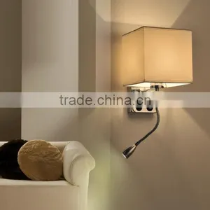 Chrome Body Fabric Shade Led Modern Hotel Wall Lamp For Project And Bedroom thumbnail-1