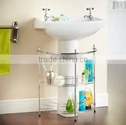 2 Tier Chrome Bathroom Under Basin Sink Storage Shelf Rack & Towel Rail thumbnail-2
