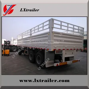 3 Axles 45Tons Flatbed Side Wall Full Cargo Trailer With Container Locks thumbnail-4