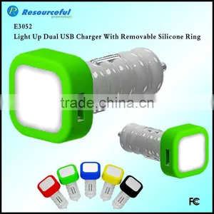 Portable With Silicone Ring Dual Usb 12V Car Battery Charger thumbnail-1