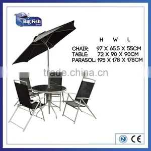 6 Piece Garden Deluxe Patio Furniture With 4 Folding Chairs & 1table & Parasol thumbnail-2