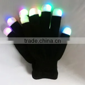 Wholesale LED Light Gloves, Black Acrylic Touch Screen Gloves, Custom Fashion Black Gloves thumbnail-1