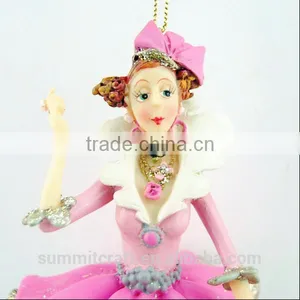 Best Selling Christmas Ornament Items Resin Christmas Lady Figurines thumbnail-6