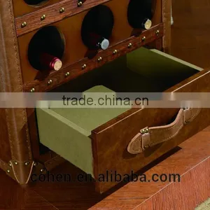 2016 Hot Sale High Quality China Supplier Handcraft High End Retro Vintage Storage Wine Cabinet Covered by Top Grain Leather thumbnail-4