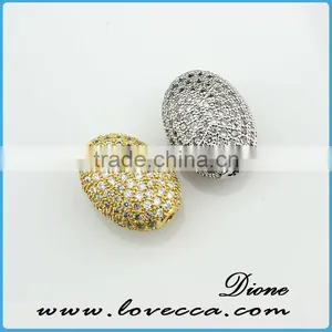 Eco-friendly Crystal Beads in Bulk, Silver Pave Oval Beads, Diamond Shaped Crystal Beads thumbnail-2