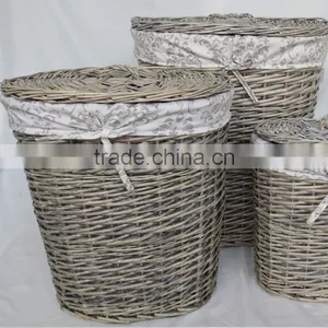 Wholesale Wash Grey Wicker Round Woven Laundry Basket thumbnail-4