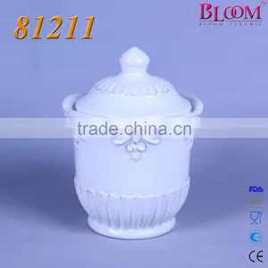 Flower Shape White Glaze Ceramic Coffee Creamer Container thumbnail-2
