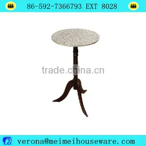 Granite Top Round Wooden Flower Display Stand Coffee Table thumbnail-1