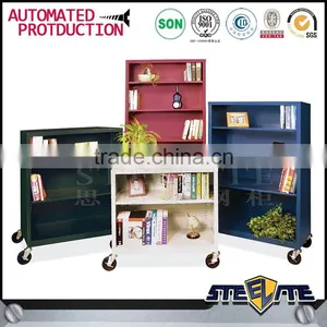 Modern Furniture 5 Shelves Office Metal Bookcases On Wheels thumbnail-1