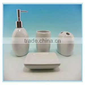 Hot Sale Mini Round White Dehua 4pcs Ceramic Novelty Bathroom Accessories thumbnail-1