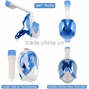 Snorkel Mask Full Face With GoPro Mount Panoramic View Snorkeling Diving Mask Anti-Fog Anti-Leak Longer Snorkel 2 Size Available thumbnail-3