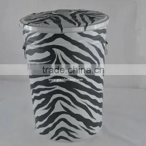 Household Matte Black Metal Round Bin thumbnail-4