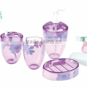 4pcs Plastic Bathroom Set With Different Colour and Decal thumbnail-1