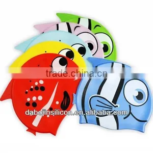 2014 Fashion Colors Printed Silicone Swimming Caps, Promotion Swim Cap, Kids Swim Cap thumbnail-4