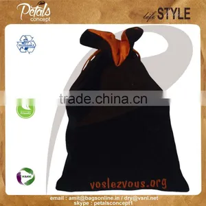 High Quality Drawstring Pouch With Customized Logo - Velvet Drawstring Pouch With Satin Lining - With Embroidery Logo - Luxary thumbnail-2