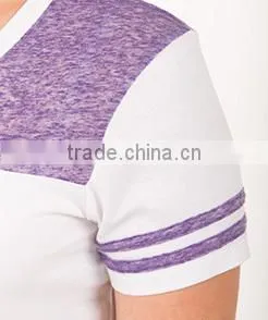 100% Polyester V-neck T-shirt Wholesale Custom Made in China Fashion Apparel District Juniors Varsity Bulk V-Neck T-shirt thumbnail-5