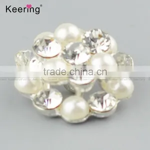 Vogue Hotsale Flower Rhinestone Pearl Button Pins for Garments WBK-1484 thumbnail-3