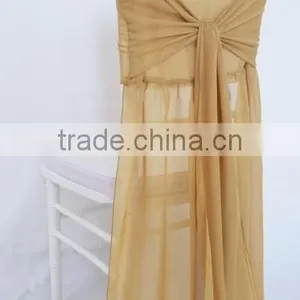 New Design Elegant Chiffon Chiavair Chavary Chair Cap Chair Hood Half Back Chair Cover thumbnail-2