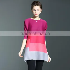 Custom Fashion Lady Three Colors Matching Loose Pleated Dress thumbnail-1