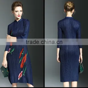 Vintage Chinese National Stand Collar Women Dresses 2017 thumbnail-6