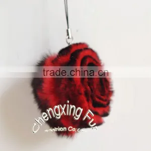 CX-P-22 Wholesale Fashion Chain Rex Fur Flower Mobile Phone Charm thumbnail-3