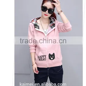 2017 Wholesale Beautiful Design Amazing Quality Eco-friendly Breathable Anti-wrinkle Cute Zipper Hoodie Made in China 100%cotton thumbnail-1