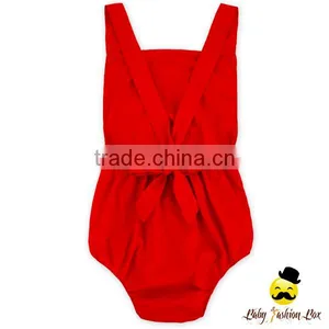 Summer Plain Red Frock Design Blank Bodysuit Soft Cotton Jumpsuit Baby Infant Magic Toddler Romper thumbnail-1