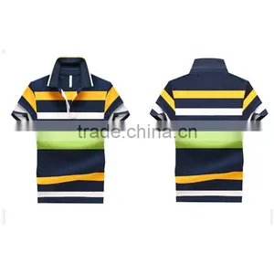 Colored Horizontal Stripes Men t Shirt Spandex & Cotton Men Short Sleeve Casual Shirt thumbnail-1