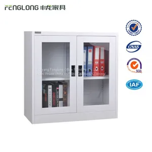 Two Swing Glass Door Steel Small Office Filing Cabinet thumbnail-5