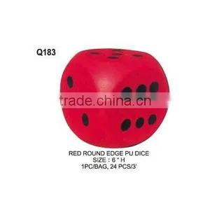 (Q183) RED ROUND EDGE PU DICE thumbnail-1