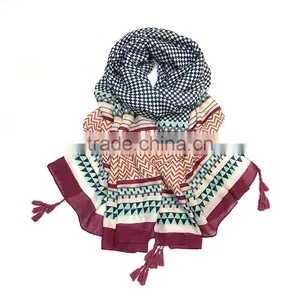 Hot Sale Summer Spring Printed Scarf With Tassel Women Fashion Shawl thumbnail-2