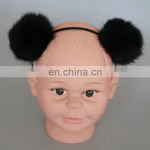 8cm Real Rabbit Fur Ball Hairband for Girl Lady Fashion Handmade Fur Accessories thumbnail-2