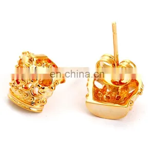 Custom Cufflink Set 18 Gold Crown Cufflinks and Earings thumbnail-5