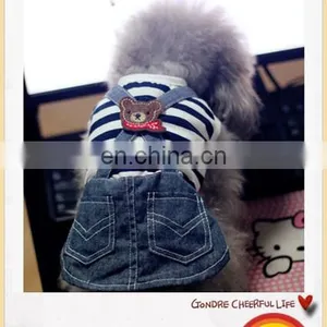 Pet Dog Cats Striped Pant Jumpsuit Clothes thumbnail-1